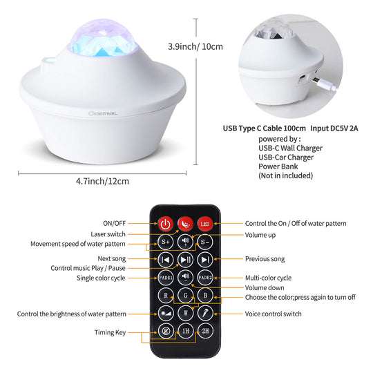 GIDERWEL Galaxy Projector LED Lamp with Bluetooth Music Speaker