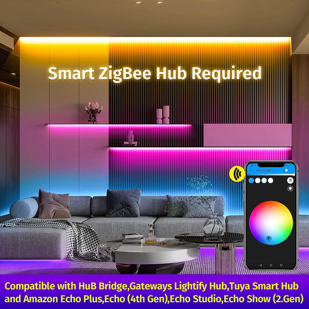 GIDERWEL ZigBee 3.0 RGBW LED Strip 32.8ft Kit work with HUE Bridge /Tuya HUB