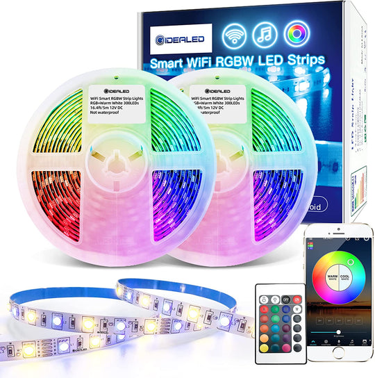 Smart WiFi RGBW LED Strip Kit Work with Alexa and Google Assistant