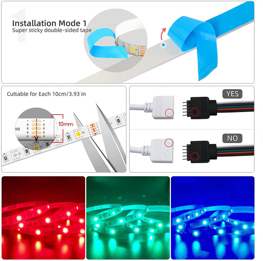 Smart WiFi RGBW LED Strip Kit Work with Alexa and Google Assistant