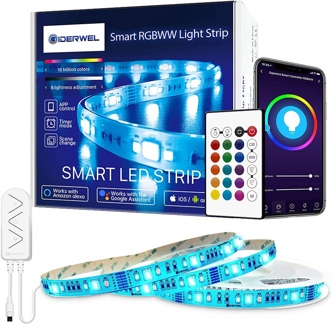 WiFi RGBWW Smart LED Strip 16.4ft Kit