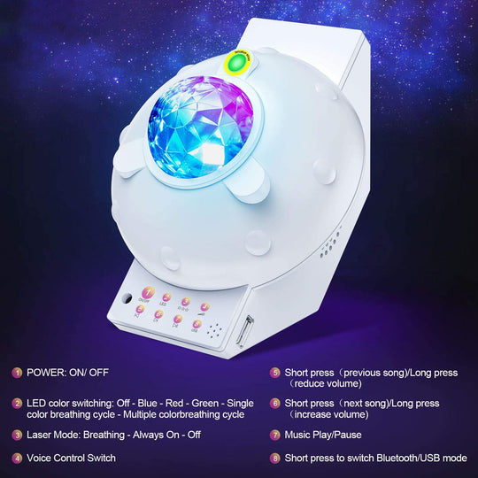 LED Star Galaxy Projector Light with Bluetooth Speaker