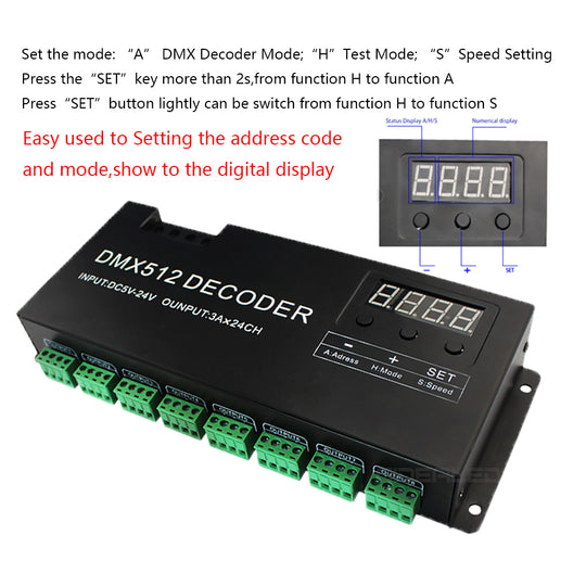24CH DMX Decoder with Digital display for LED Lights