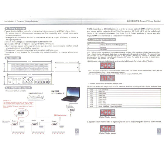 24CH DMX Decoder with Digital display for LED Lights