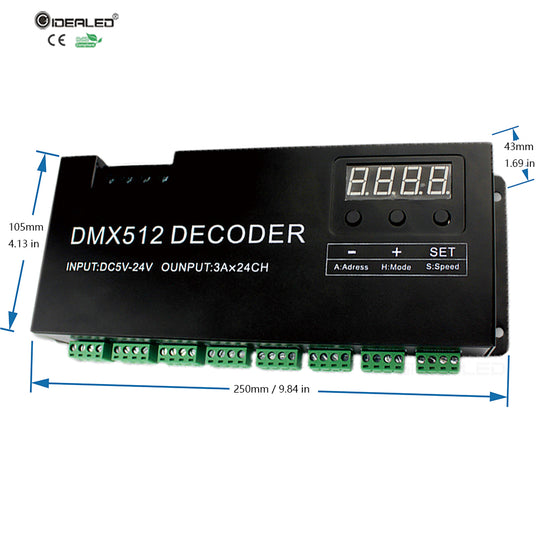 24CH DMX Decoder with Digital display for LED Lights