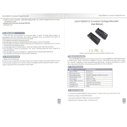 24CH DMX Decoder with Digital display for LED Lights