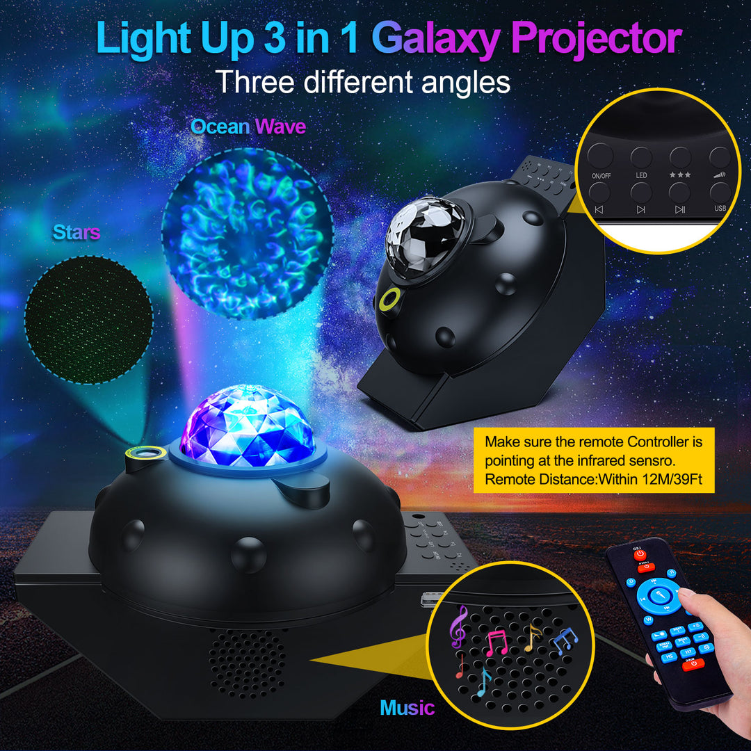 LED Star Galaxy Projector Light with Bluetooth Speaker