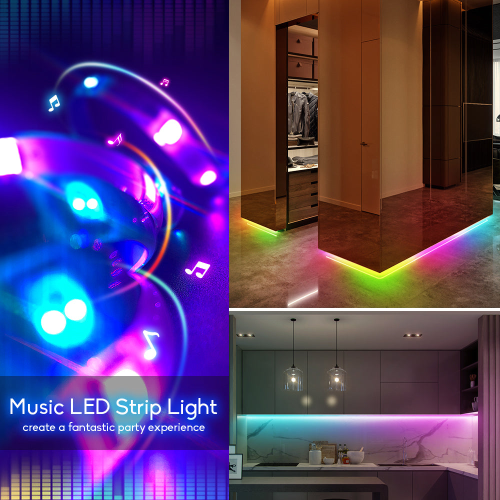GIDERWEL Wi-Fi RGBIC LED Strip 16.4ft Kit with Remote Control