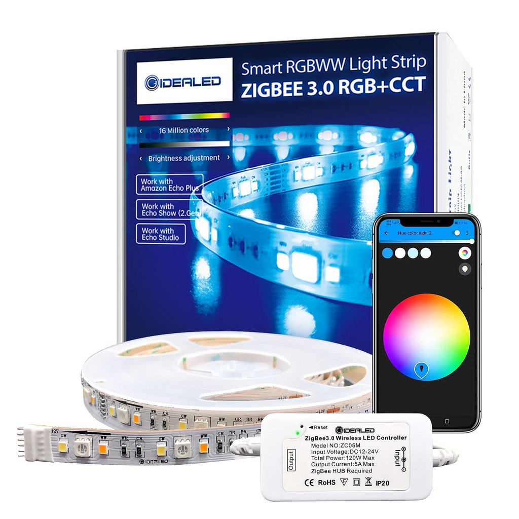 Innr Zigbee Lightstrip, werkt met Hue* & Alexa (hub vereist), premium RGBW LED-strip, ultra helder 2200 lm, diep dimbare indirecte verlichting, 3 m