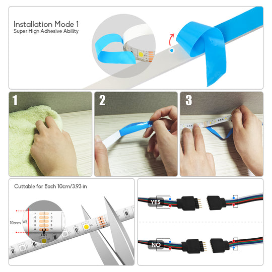 GIDERWEL 16.4ft RGBW LED Strip Lights